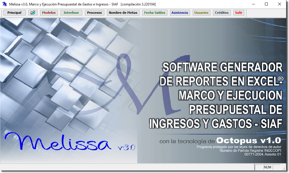 Pantalla real del programa Melissa
